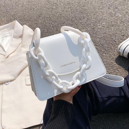 Solid Color Thick Chain Small PU Leather Crossbody Bags For Women 2021 Summer Shoulder Cross Body Bag Ladies Handbags