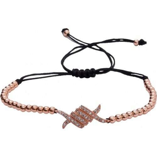 Wholesale Factory Jewelry for Women in Bracelets , adjustable Rope Bracelets with Clear Zircon Charms in 24k Gold Color beads