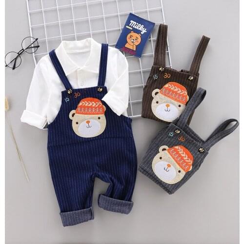 0-4 years High quality boy girl clothing set 2021 new spring cartoon casual kid suit children baby clothing shirt+romper 2pcs