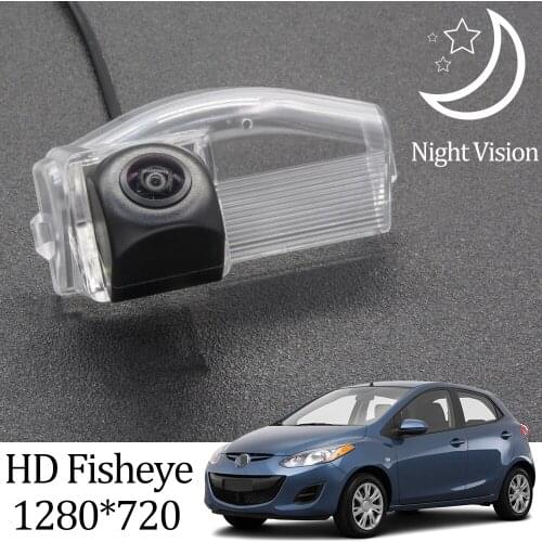 Owtosin HD 1280*720 Fisheye Rear View Camera For Mazda 2 (DE) 2007 2008 2009 2010 2011 2012 2013 2014 2015 Car Vehicle Camera