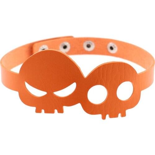 Halloween Chocker Skeleton Gothic Punk Harajuku Necklace Leather Choker Exaggerate Skeleton Head Chocker Necklace Gothic Chocker