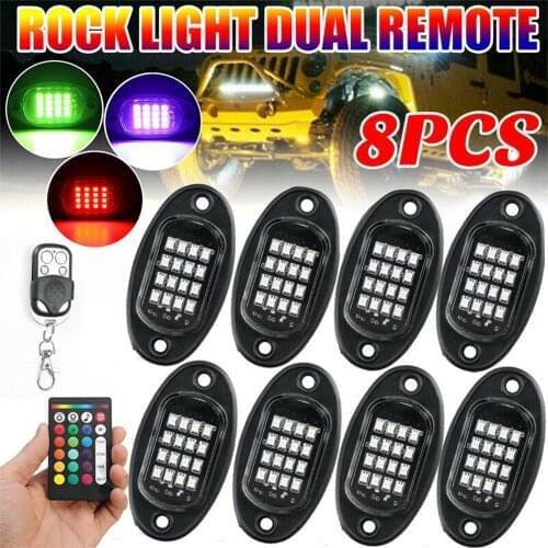8PCS Underglow RGB LED Rock Lights Neon 8Pods LED Light Off-Road UTE ATV Boat Drop Shipping
