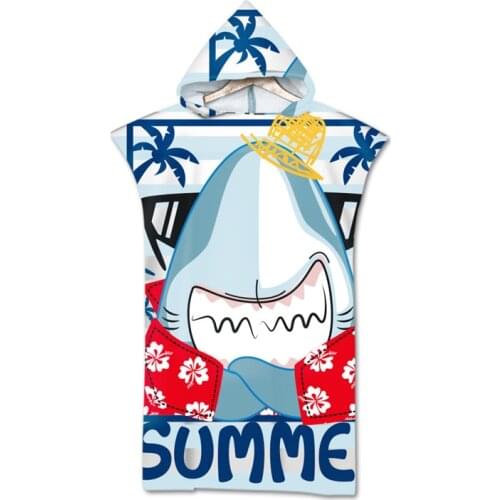 Parent-child 3D Digital Printing Hooded Towels Wearable Bath Towel For Adults Printed Travel Sport Microfiber Beach Towel Shawls