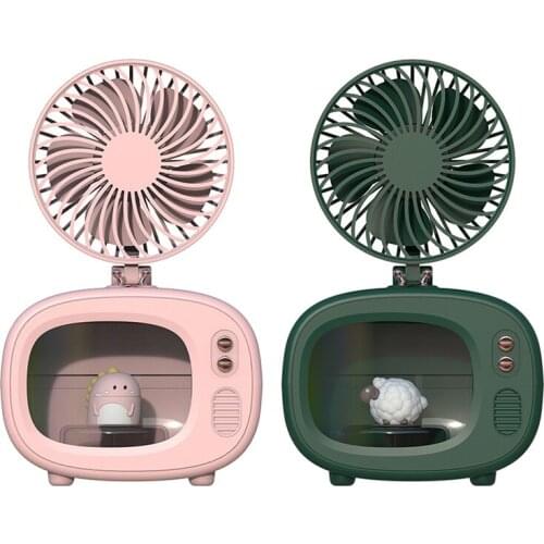 Portable Cute Air Cooling Fan Desktop TV Humidifier Aroma Diffuser With Lights USB Spray Humidifying Air Cooler