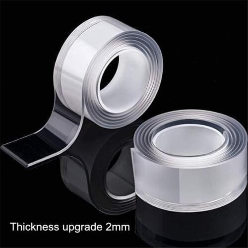 Thickness 2MM 1/2/3M Nano Transparent Traceless Double Sided Tape Reusable Waterproof Adhesive Tape Cleanable Home gekko tape