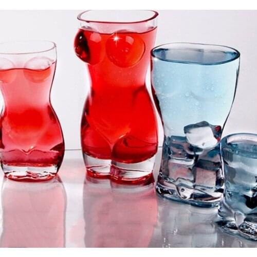 Sexy Lady Men Durable Double Wall Whiskey Glasses Wine Shot Creative Body Shape Glass Cup Glass Big Chest Beer Cup Glass Cup