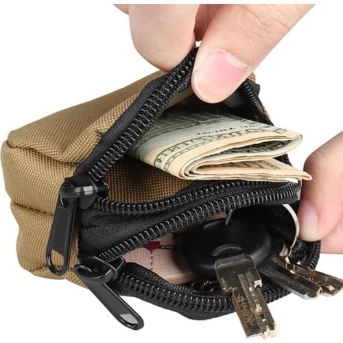 Outdoor Mini Fanny pack Molle Pouch Camping Zipper Waist Bag Key Coin Small Purse Organizer Coin Purse Key for Hiking Hunting