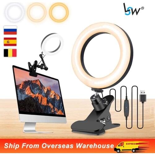 6'' LED Ring Light for Computer Laptop Video Conference Lighting Makeup Self Broadcasting Live Streaming Light for Laptop