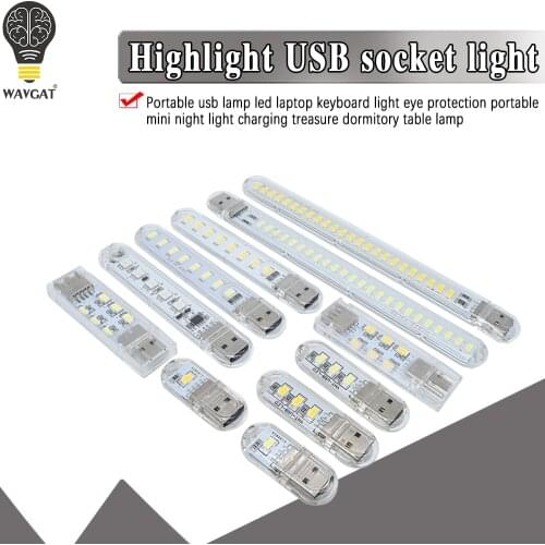 USB LED Book Lights 2-24LEDS SMD 5630 5730 LED Bulb 5V Power Input White 5000-6500K Warm White 3000-3500K USB Night light
