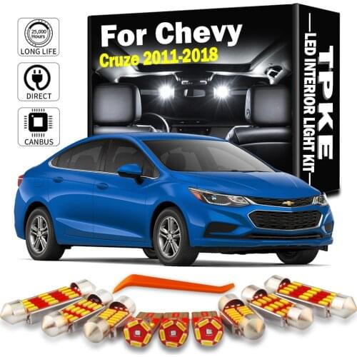 TPKE For 2011-2018 Chevrolet Cruze White Car Accessories Canbus Error Free LED Interior Reading Map Dome License Plate Light Kit