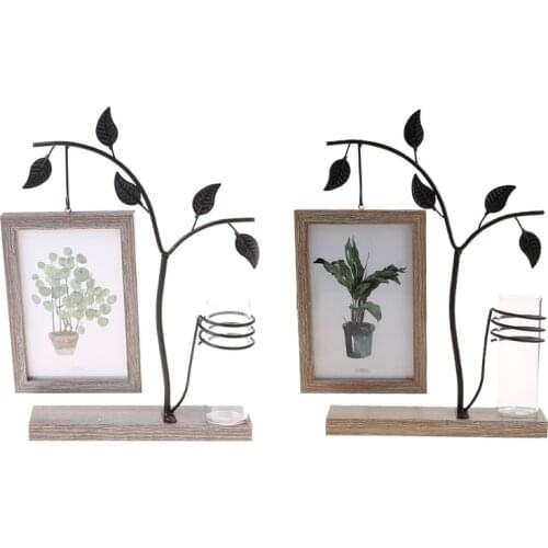 Family Picture Frame 4x6 Vertical Metal Tree Desk Photo Frames with Decorative Bud Vase Double Sides Display Unique Gifts