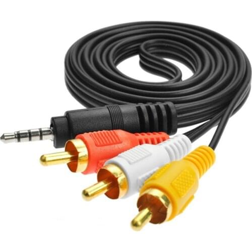 Top Quality 3.5 to RCA Male Audio Video AV Cable Wire Cord 1M 3.5mm Jack Plug Male to 3 RCA Adapter For Speaker Laptop DVD TV
