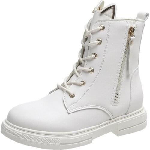 Ankle Boots for Women 2021 Autumn Motorcycle Boots Thick Heel Platform Ankle Shoes Woman Slip on Round Toe Fashion Winter Boots