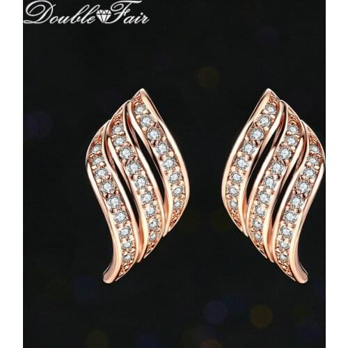 Double Fair Angles Wings Stud Earrings For Women white/Rose Gold Color HotSale Drop Shipping Feather Fashion Jewelry DFE037