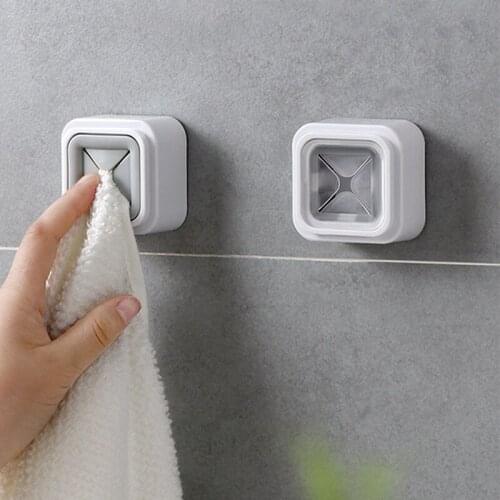 1PCS Home Portable Wall Mount Wash Cloth Clip Organizer Dry Towel Holder Self-adhesive Waterproof Bathroom Tool