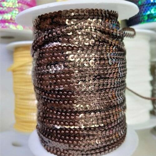 10Yard 3mm Loose Sequin Trim For Crafts Sequin Ribbon Flake String DIY Paillette Brown Coffee