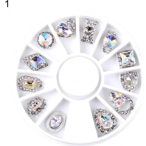 12 Grids/Box AB Rhinestone Perfume Bottle Bow Flower Nail Manicure Decoration