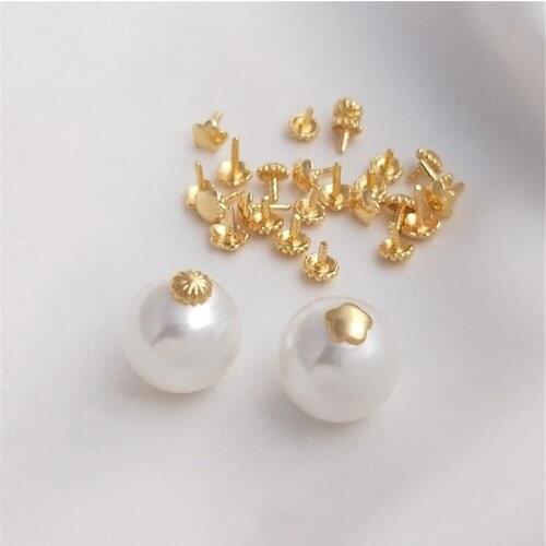 14K Gold Filled Flower shaped beads plug hair nail crystal pearl hole plug cap DIY loose beads beads accessories