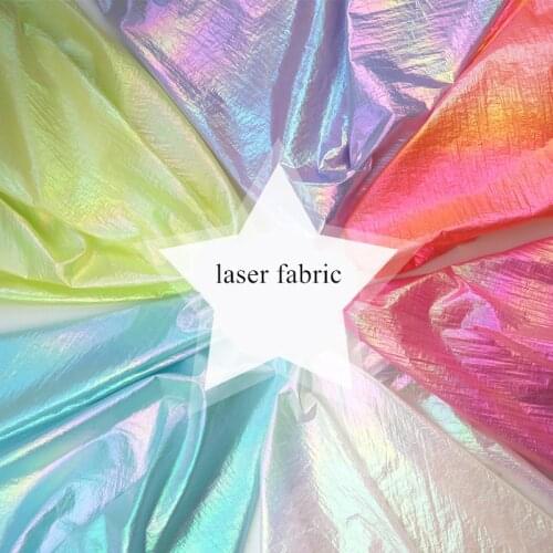 150cm*100cm Gradient Laser Polyester Nylon Fabric Yard DIY Waterproof Fabric for Sewing Jacket Down Party Background Decor