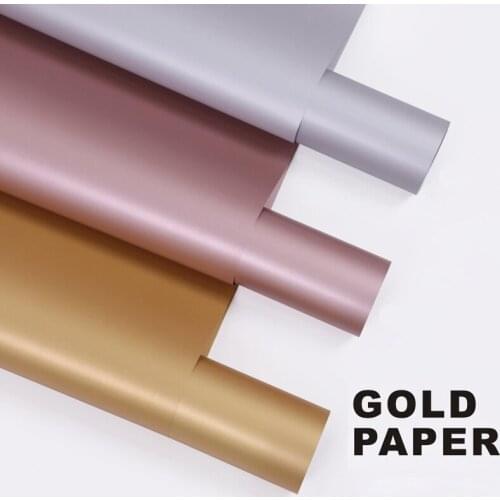 18pcs Flower Wrapping Paper Double-sided Gold Paper Pearlescent Waterproof Craft Paper Rose Bouquet Floral Wrapping Material