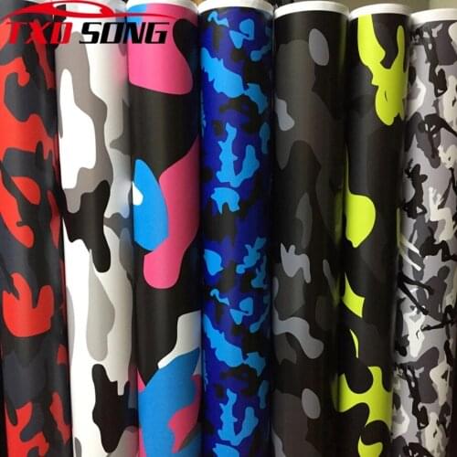 18 Kinds 7 Sizes Red black blue Camo Vinyl Film Camouflage Car Wrap Film For Car Styling Bike Computer Laptop Scooter Motorcycle