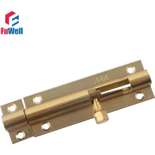 2pcs 3'' Length Brass Barrel Bolt Golden 76mm Brass Door Bolt Latch Lock with Screws for Home Gate