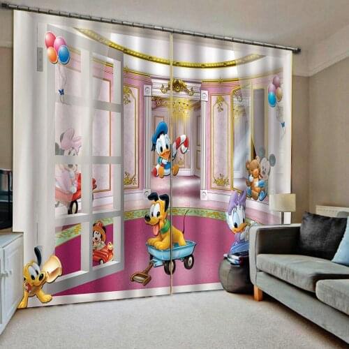 3D Curtain Luxury Blackout Window Curtain Living Room cartoon curtains pink girls curtain