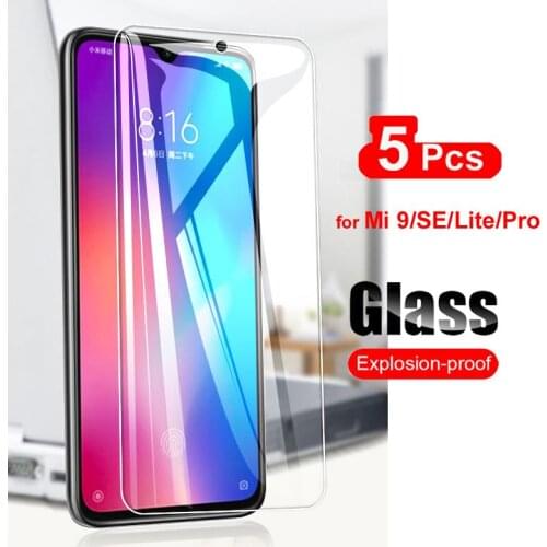 5Pcs Screen Protector Glass For Xiaomi Mi 9 Tempered Glass On For Xiaomi Mi 9 SE Mi9 Lite Pro Protective Ultra-thin Phone Glass