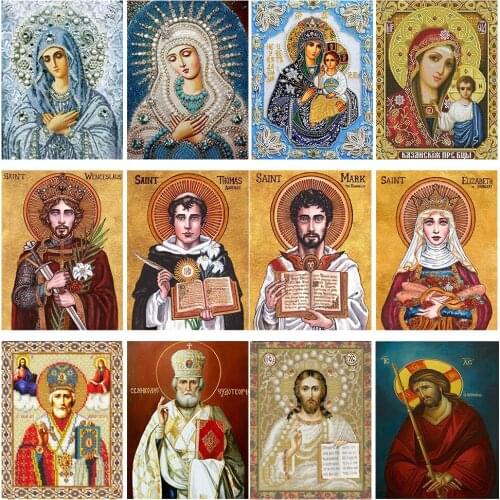 5D DIY Diamond Painting Religion Full Round Picture Diamond Mosaic Icon Jesus Christ Home Decoration Gift