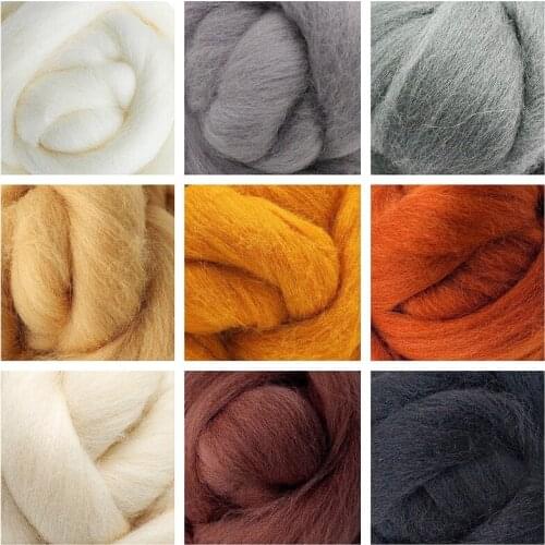 10g (9 Colors) Wool Roving Felting Wool 19 Microns Super Soft Natural Wool Fiber Value Pack for Needle Starter Felting Kit (C)