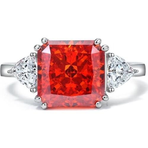 Super Flash 2021 925 Sterling Silver Ice Chopping 10MM Created Moissanite Diamond Ruby Engagement Cocktail Ring Fine Jewelry