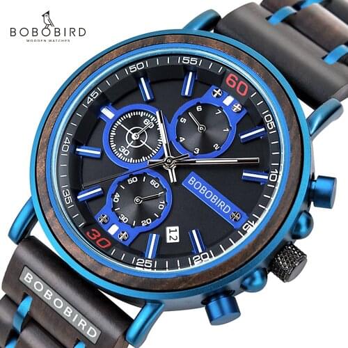 Bobo Bird Mens Watches Wrist Man Watch For Men Quartz Wristwatches Male Chronograph Luminous Orologio Uomo Timepiece CustomGift