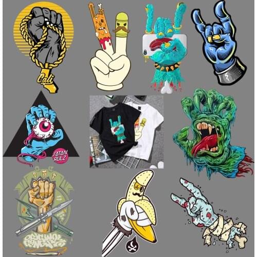 Yeah! Gesture Patches for Clothes Patch A-level Punk Rock DIY Accessory Decoration Iron On Transfers Heat Press Applique