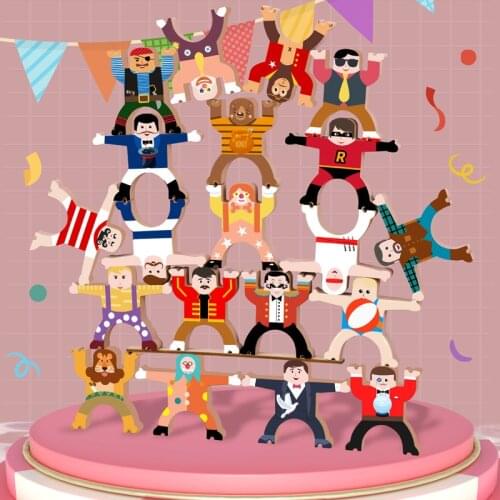 Wooden Multiplayer Cartoon Hercules Building Blocks Montessori Toys Parent-child Stacking High Game Balance Building Blocks Toy