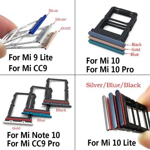 New For Xiaomi Mi 10 9 Lite Mi CC9 Pro Note 10 Mi 10T Lite Poco X3 SIM Card Holder Tray Slot Replacement Part