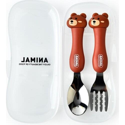 2-Piece Portable Tableware Set for Children Spoon & Fork Set With Suitcase