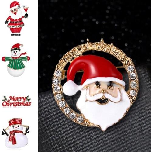Christmas Tree Bells Crystal Enamel Brooches Women Badges Clothes Jewelry Stocking Collar Pins Xmas Gifts Accessories For Friend