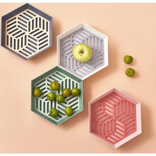 Geometry Fruit Dishes Vented Self-draining PP Material Fruit Plate Simple Innovativefor Living Room and Modern Kitchen TS2