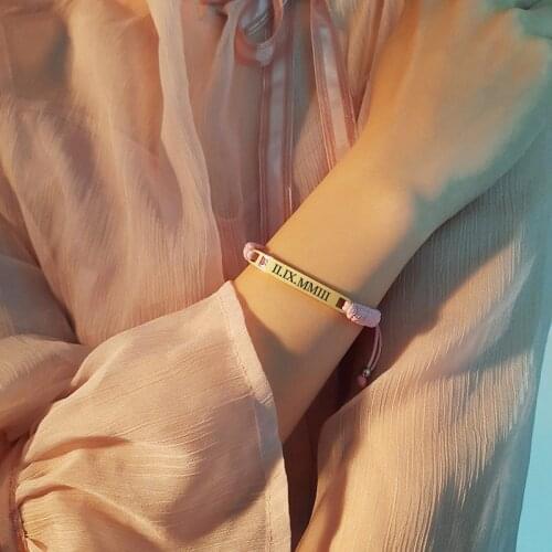 Personalized Custom His and Hers Handmade Rope Braided Nameplate ID Matching Couple Bracelets for Lover Friends