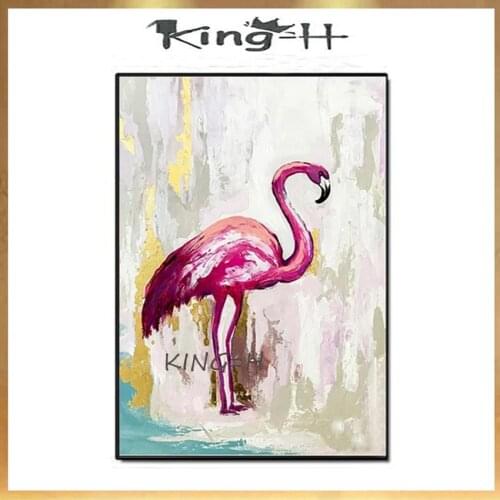 Red-crowned Crane Picture Art Hand Painted Oil Painting Decorative Wall Decor Canvas Painting Art for Kids Gift Living Room