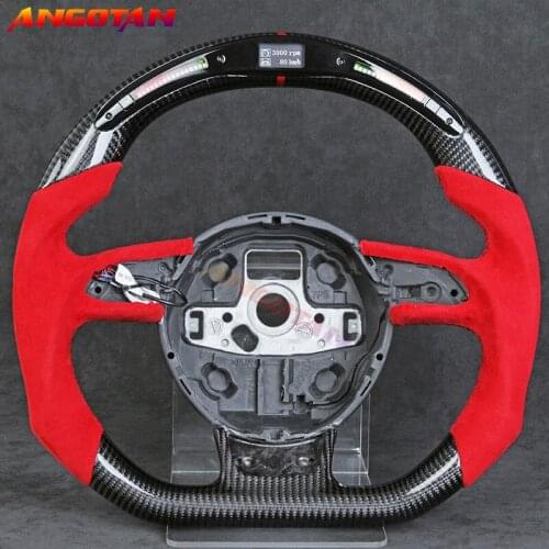 Carbon Fiber Italy Alcantara leather Steering Wheel With LED Fit For Audi Rs3 Rs4 Rs5 Rs6 Rs7 S3 S4 S5 2012-2016 Models