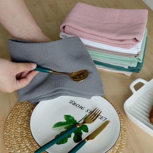 45x65cm Kitchen Use Washcloths Hand Cotton Waffle Pattern Soft Drying Tea Towel Wipes Dish Cleaning Table Napkins Washing