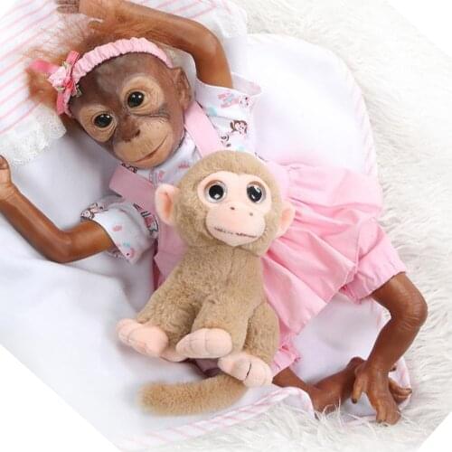 New 21inch 52CM 100% handmade reborn Monkey very soft silicone vinyl orangutans doll Cosplay Apes dolls toys for Children Gift