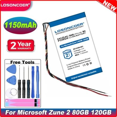 LOSONCOER 1150mAh X814399-001 For Microsoft Zune 2 80GB 120GB MP3 Battery