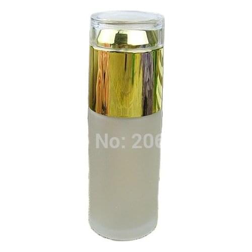 20ml frosted glass with gold press pump bottle ,lotion bottle with shiny gold lid , Cosmetic Packaging,glass bottle