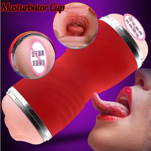 Male Masturbator Cup Double Channel Vagina Oral Sex Real Pussy Silicone artificial Adult Product Penis Trainer Sex Toys For Men