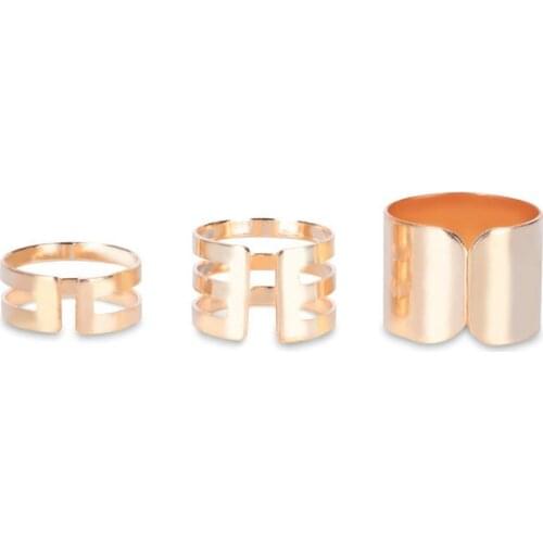 3PCS/Set Womens Hollow Rings Set Urban Cute Above Knuckle Midi Ring Alloy Charm Jewelry Gift for Women Lady Girl