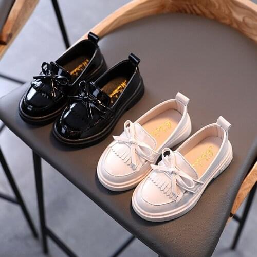 New Kids Leather Shoes Wedding Dress Shoes for Girls Children Black Performance girls Princess Shoes black beige