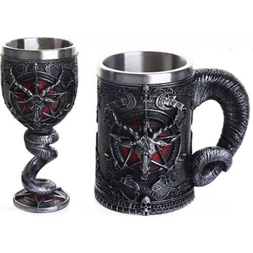 New Baphomet Pentagram Horn Mug Gothic Wicca Pagan Mystical Tankard Coffee Beer Cup Mugs Best Mystic Wicca Fan Gift