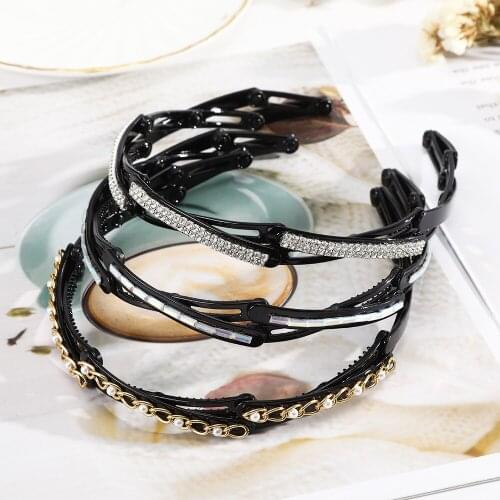 Haimeikang Non-slip Teeth Headbands Adjustable Fashion Bezel Hair Band Hair Hoop Girls New Rhinestone Hairbands Hair Accessories